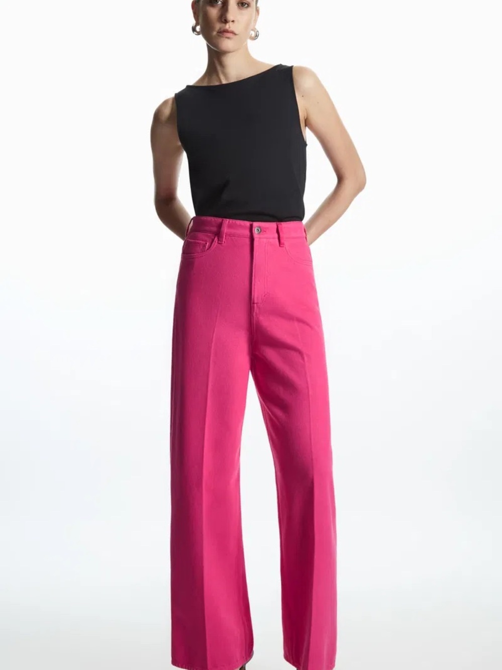 COS Wide-Leg High-Rise Pants in Bright Pink
